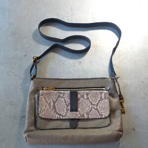 FOSSIL Kinley snake embossed pebbled leather crossbody purse bag
